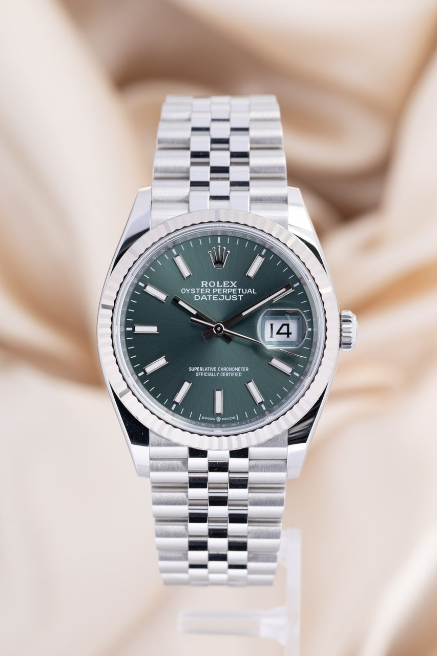 Rolex Datejust 36mm Automatik Herrenuhr Jubilee Grün 126234 - Thumbnail