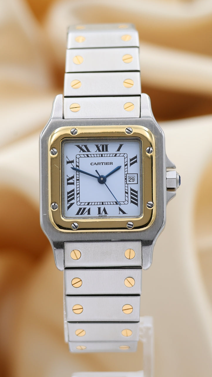 Cartier Santos Carree Automatik Stahl/Gold 2961 Box + Service Papers/Extrakt