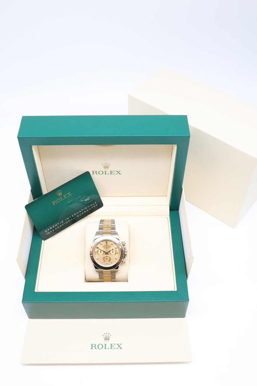 Rolex Daytona 40mm Stahl/Gold Diamant Blatt Herrenuhr 116503 - Papiere und oder Lieferumfang