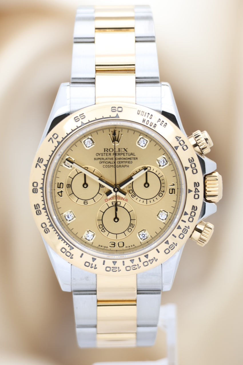 Rolex Daytona 40mm Stahl/Gold Diamant Blatt Herrenuhr 116503 - Thumbnail