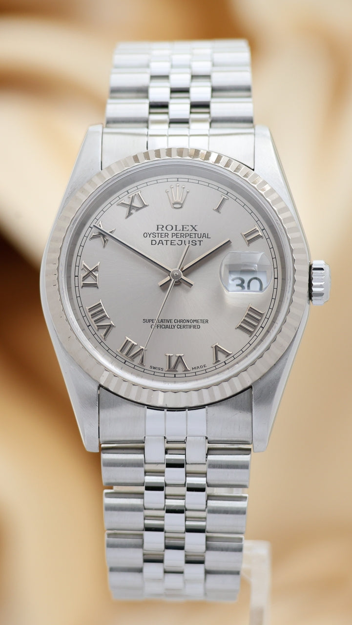 Rolex Datejust 36 Automatik Herrenuhr Silber 16234 - Thumbnail
