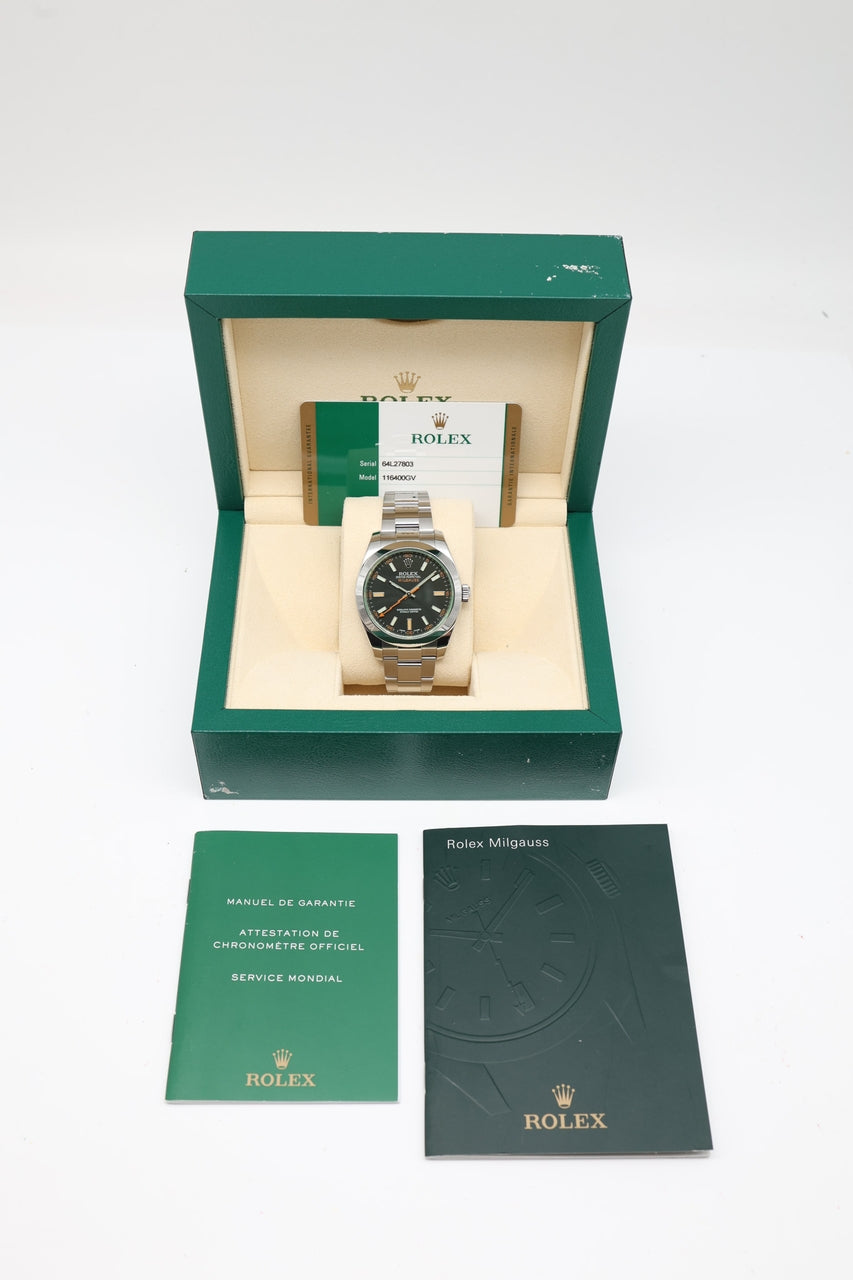 Rolex Milgauss Automatik Herrenuhr Schwarz 116400GV - Papiere und oder Lieferumfang