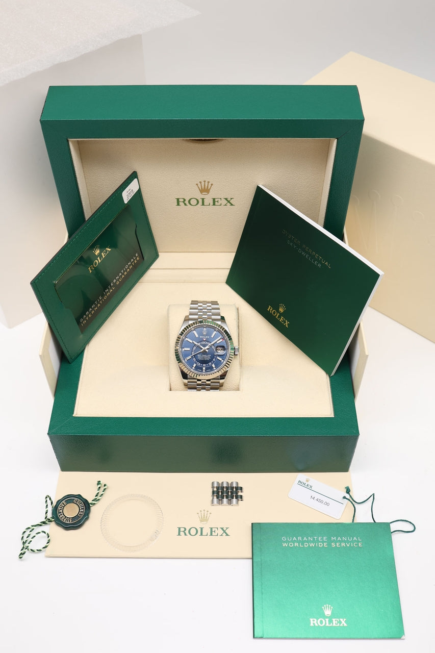 Rolex Sky-Dweller Automatik Herrenuhr Blau Ungetragen 326934 - Papiere und oder Lieferumfang