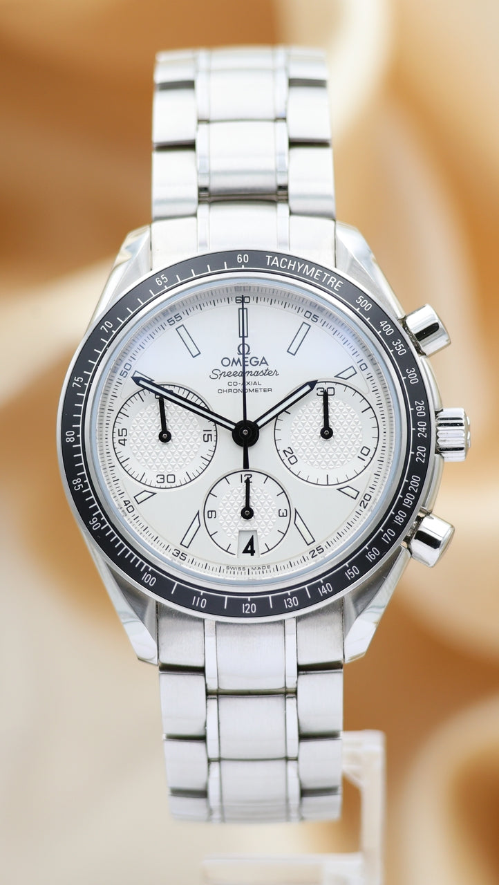 Omega Speedmaster Racing Automatik Herrenuhr Weiß 32630405002001 Box + og. Papiere
