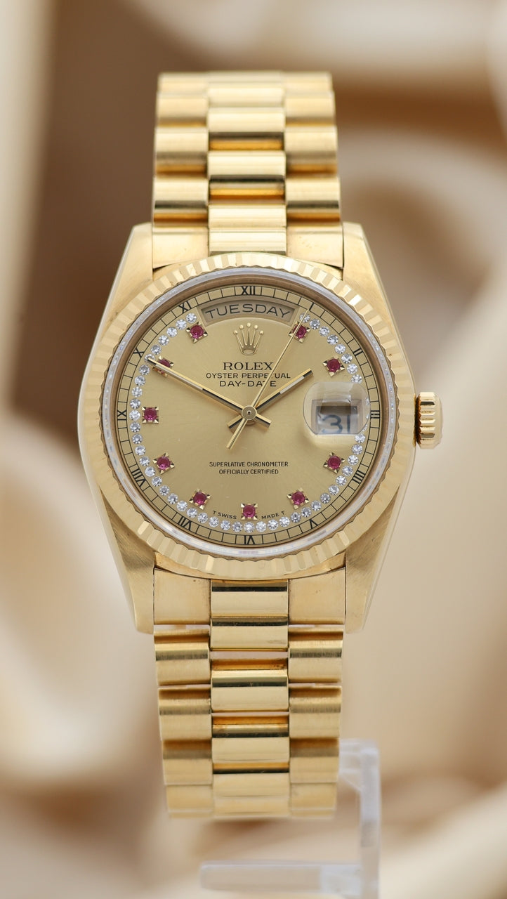 Rolex Day-Date 36 President 18k Gelbgold Automatik "String Diamond" 18238 - Thumbnail