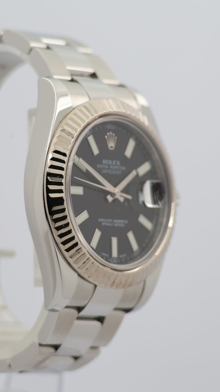 Rolex Datejust II Automatik Herrenuhr Schwarz 116334 - Detailansicht 8