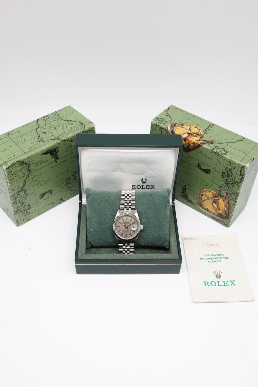 Rolex Datejust 36mm "Linen Dial" Automatik Jubilee 16234 - Papiere und oder Lieferumfang