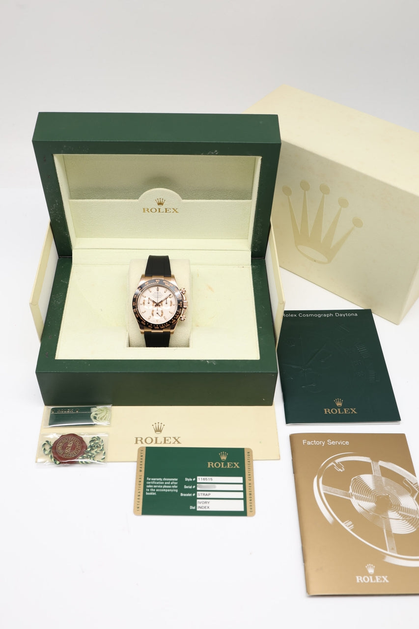 Rolex Cosmograph Daytona Keramik Ivory Rose Gold 40mm Automatik  116515LN - Papiere und oder Lieferumfang