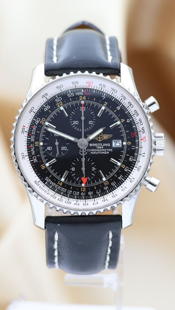 Breitling Navitimer World Automatik Herrenuhr Leder 46mm A24322 - Thumbnail