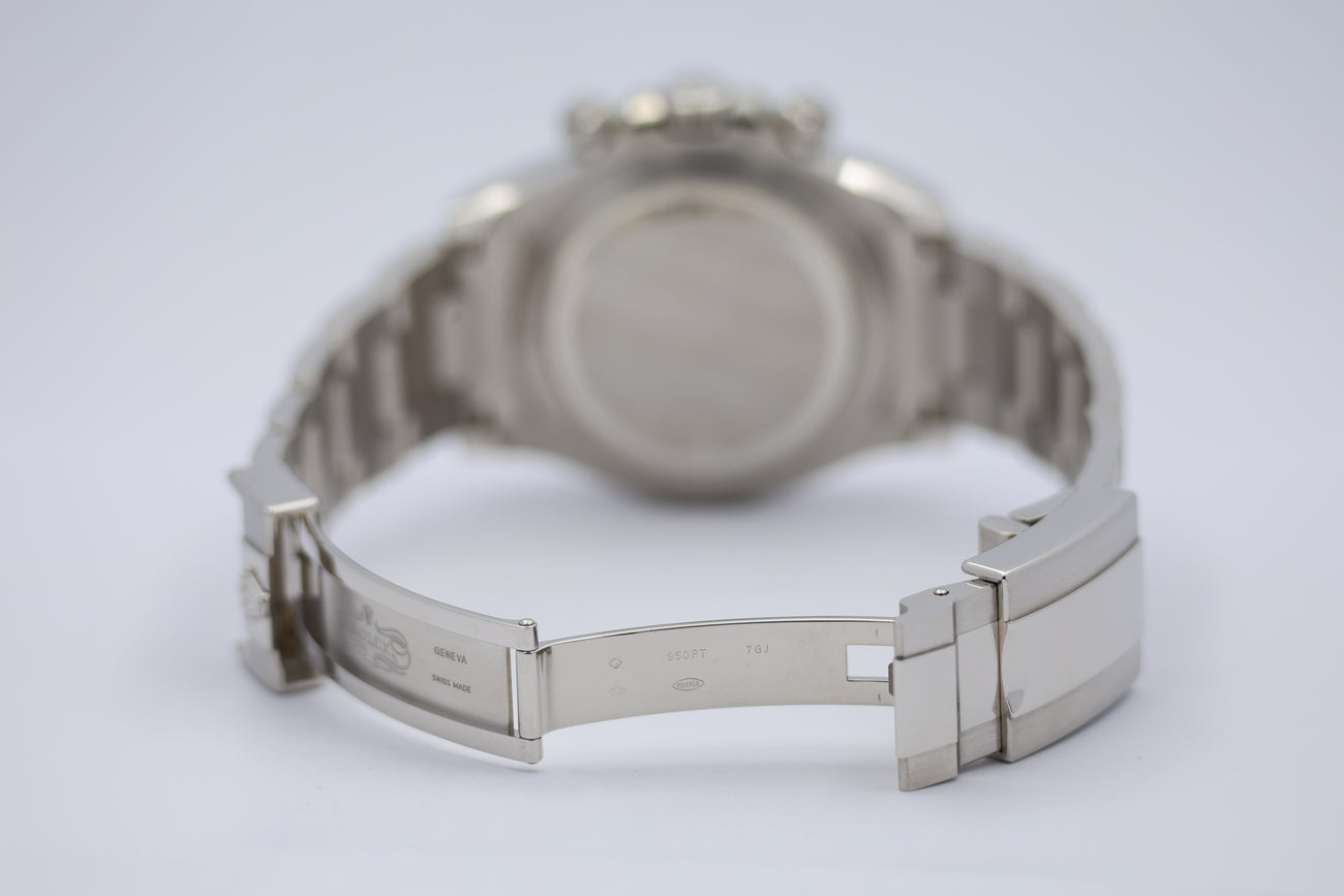 Rolex Daytona Platinum Ice Blue Baguette Blatt  116506 Box + og. Papiere