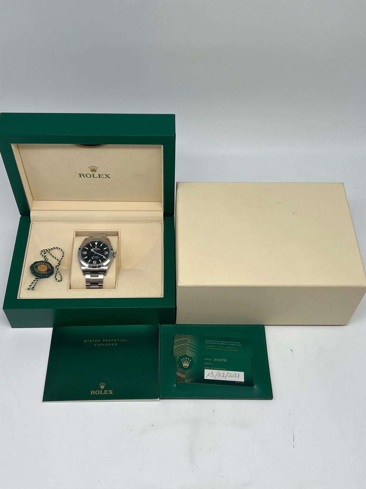 Rolex Explorer I 39mm Automatik Herrenuhr	 214270 Box + og. Papiere