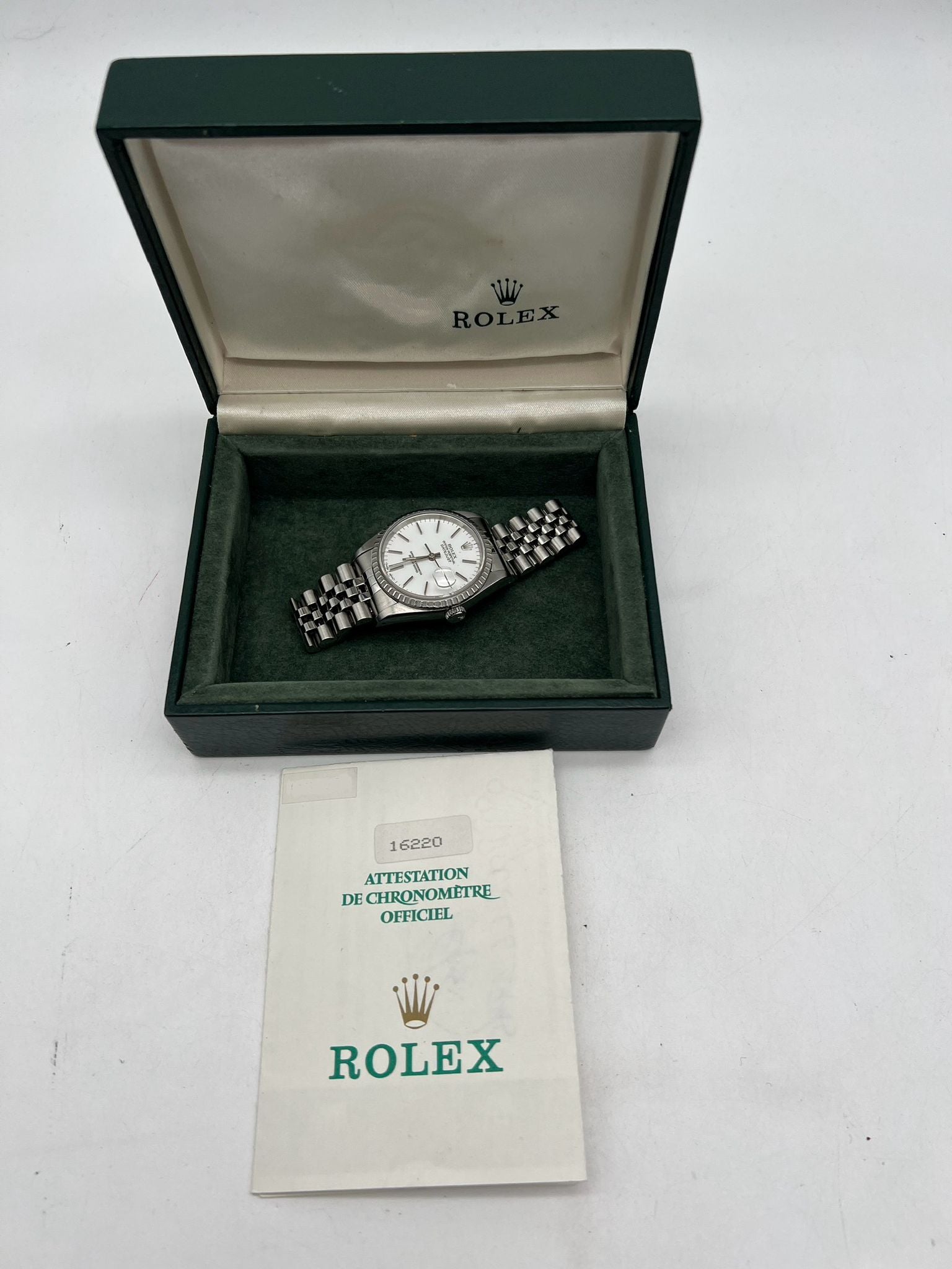 Rolex Datejust 36 Automatik 16220 Box + og. Papiere Porcelain Dial