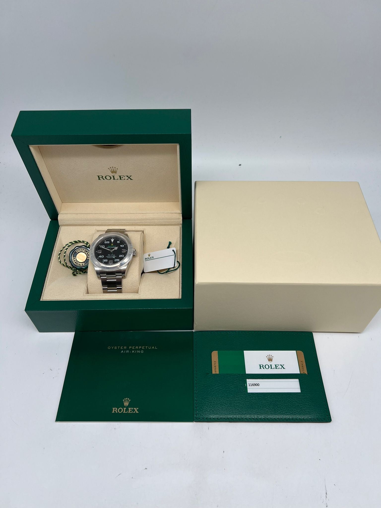 Rolex Air King Automatic Men's Watch 116900 Box + above papers