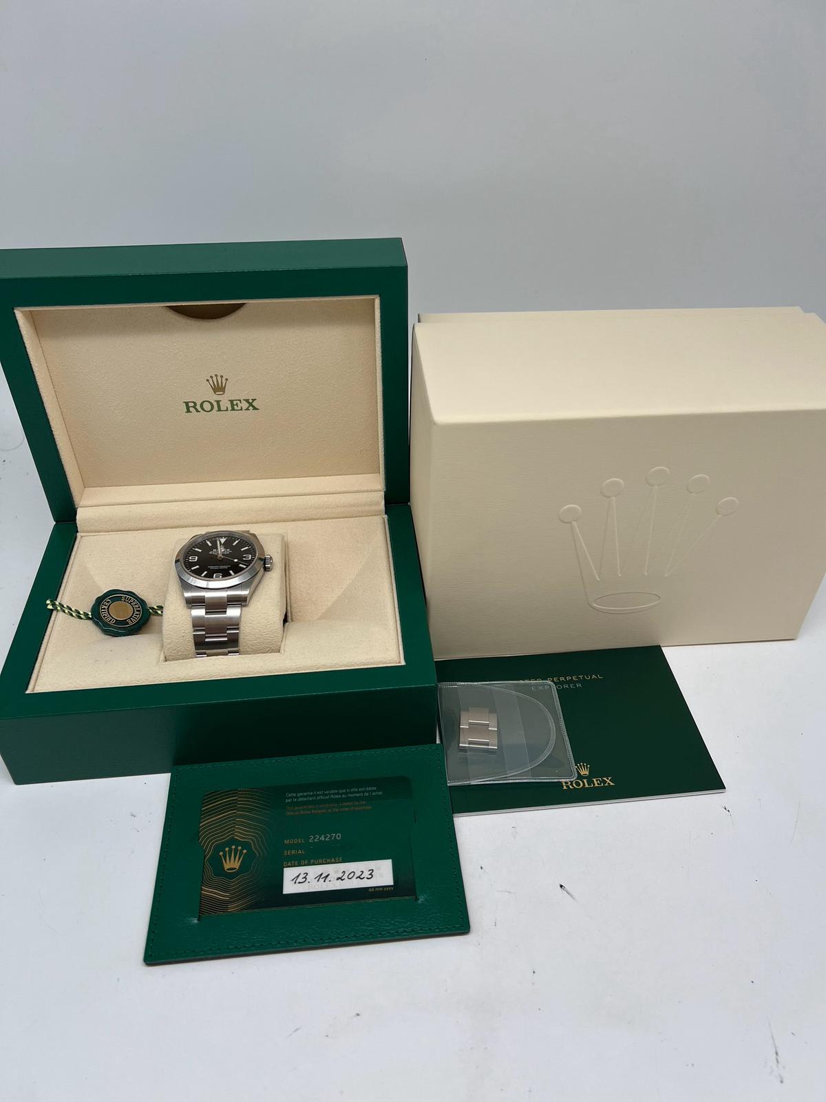 Rolex Explorer 40mm Automatik Herrenuhr	 224270 Box + og. Papiere