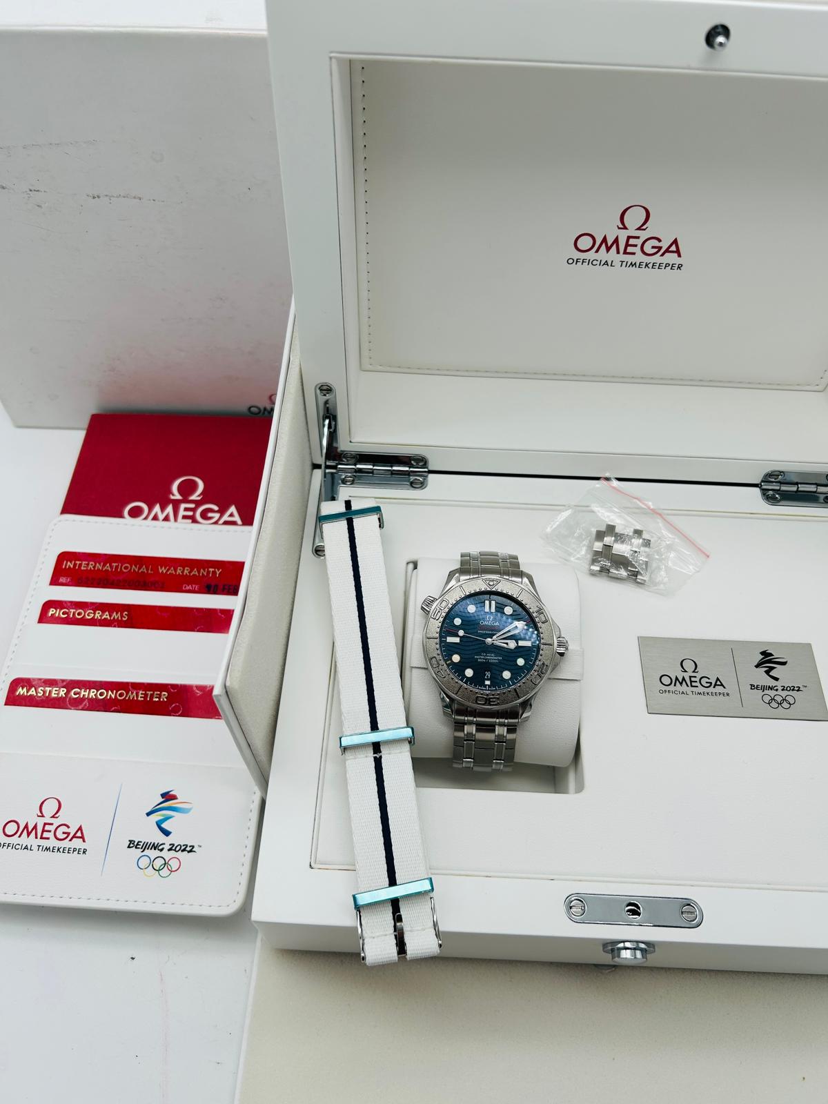 Omega Seamaster Diver 300 M "Beijing 2022" 52230422003001 Box + og. Papiere