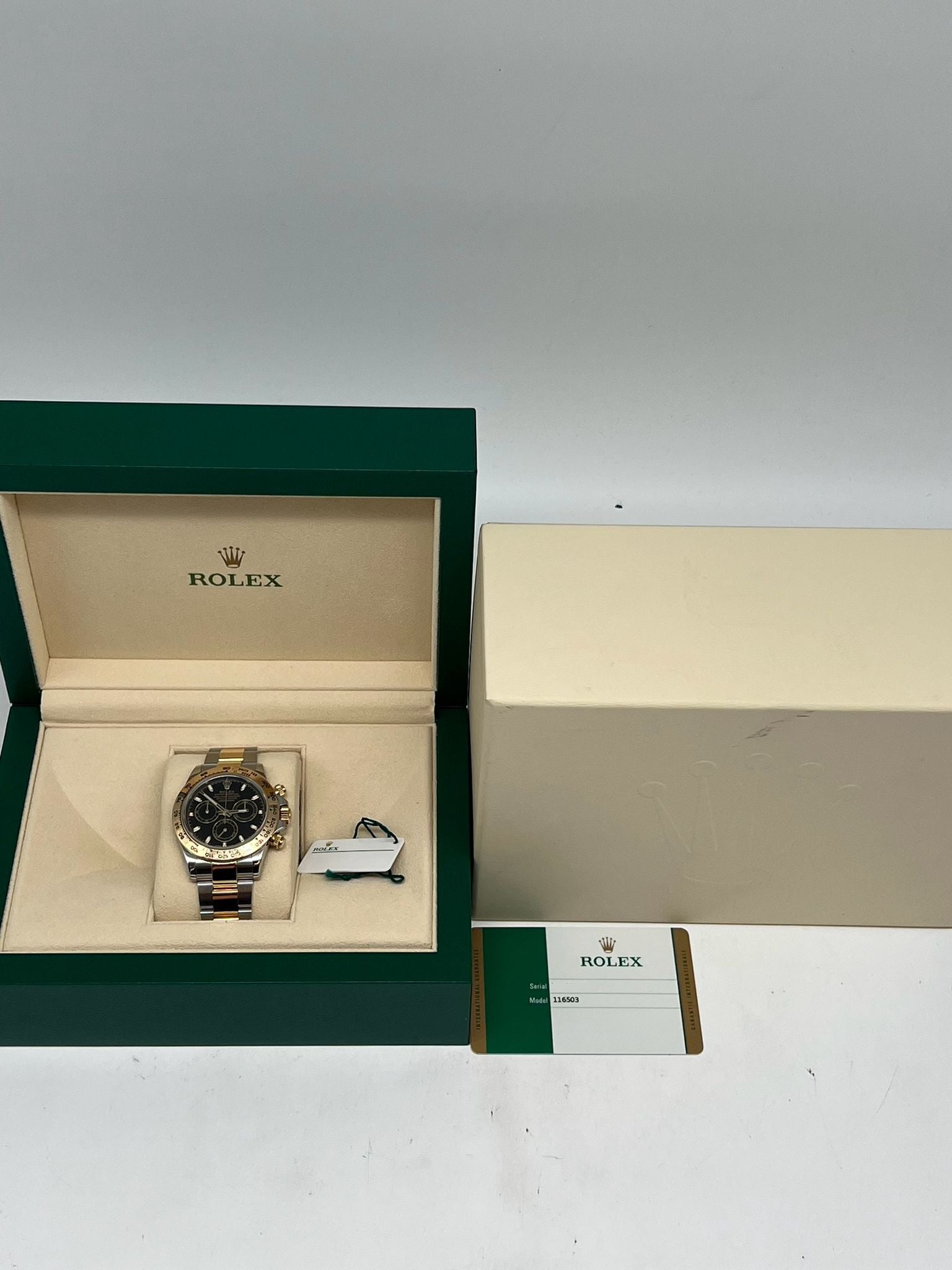 Rolex Daytona Stahl/Gold Automatik	Schwarz 116503 Box + og. Papiere