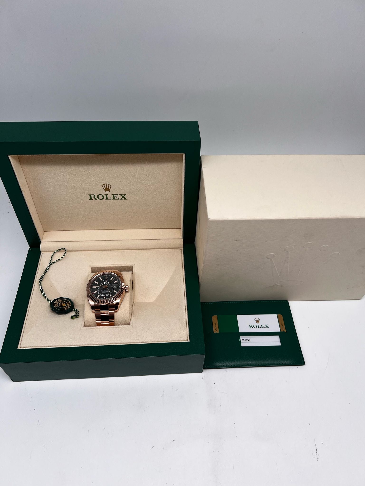 Rolex Sky-Dweller Rose Gold Grey Automatic 326935 Box + above papers