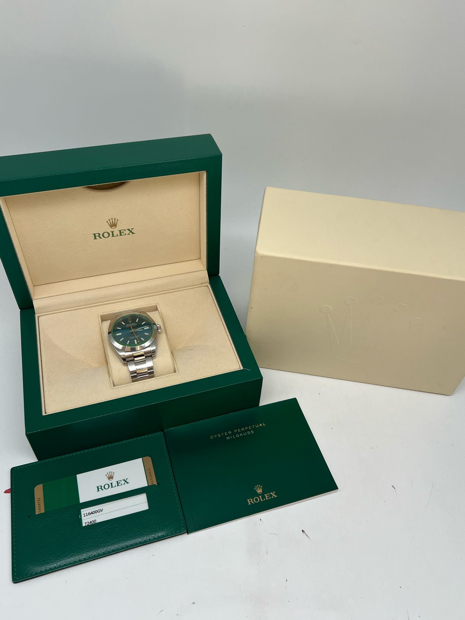 Rolex Milgauss Automatik Herrenuhr Blau 116400GV Box + og. Papiere