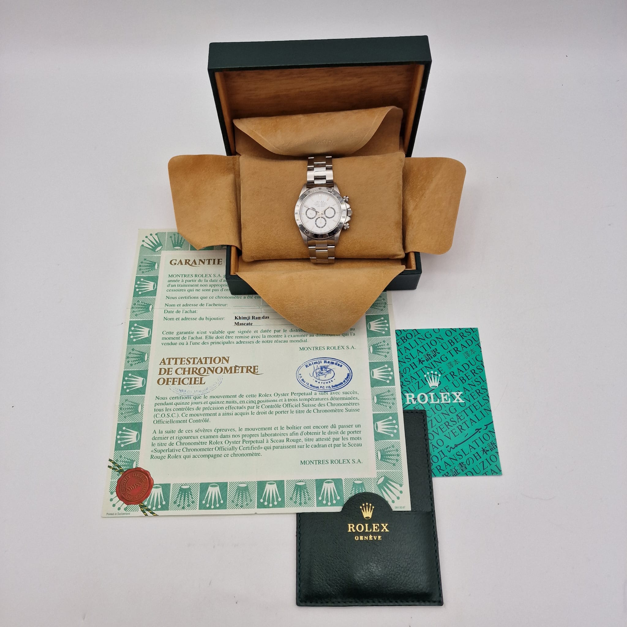 Rolex Oyster Perpetual Daytona Zenith White Tritium Dial 16520 Box + og. Papiere