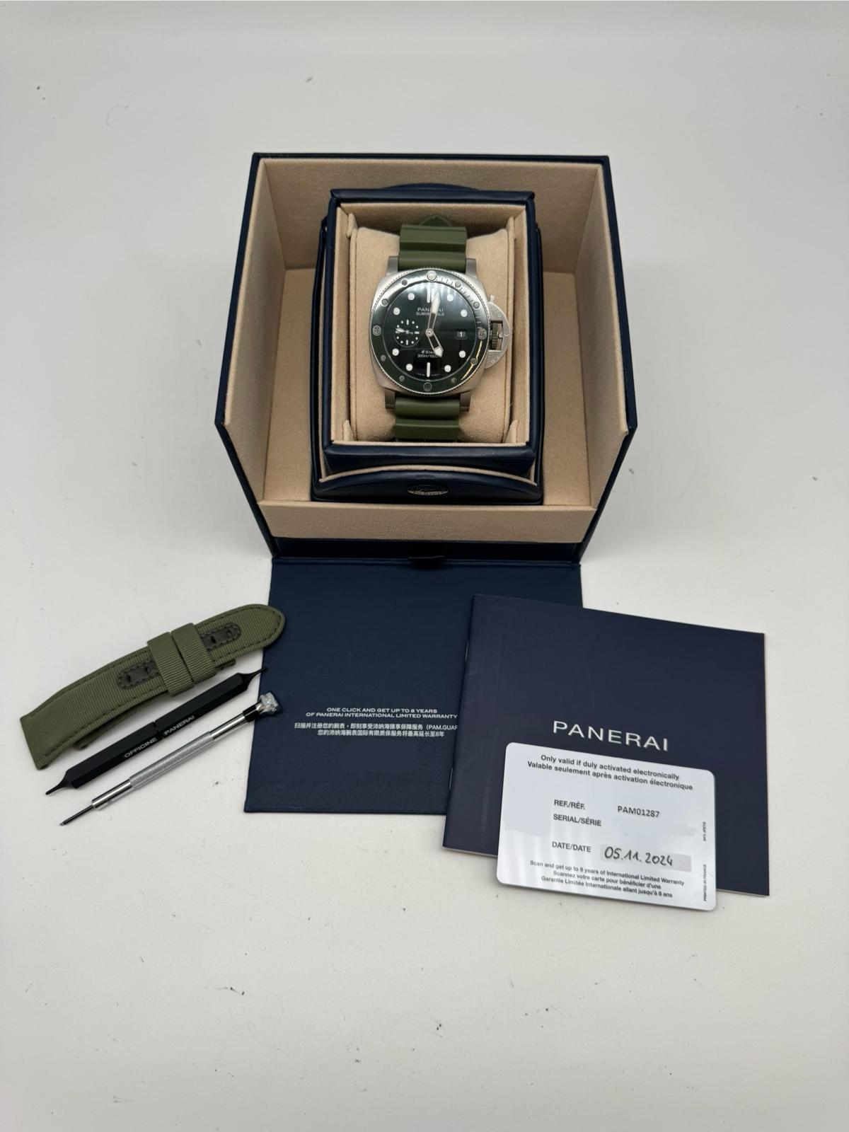 Panerai Submersible Quarantaquattro Verde PAM01287 Box + og. Papiere