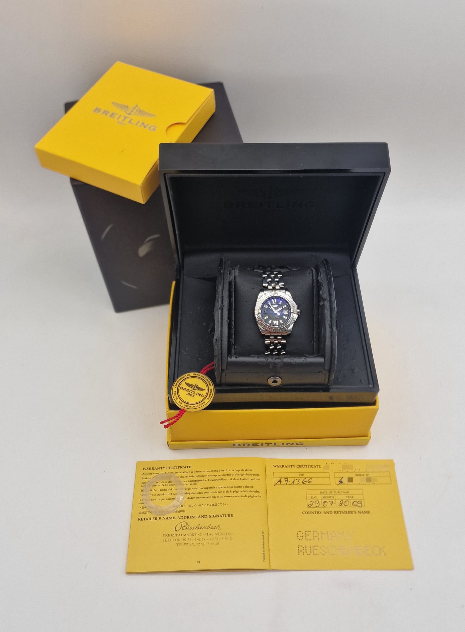 Breitling Galactic Lady 32mm Quartz Ladies Watch A71356 Box + above papers