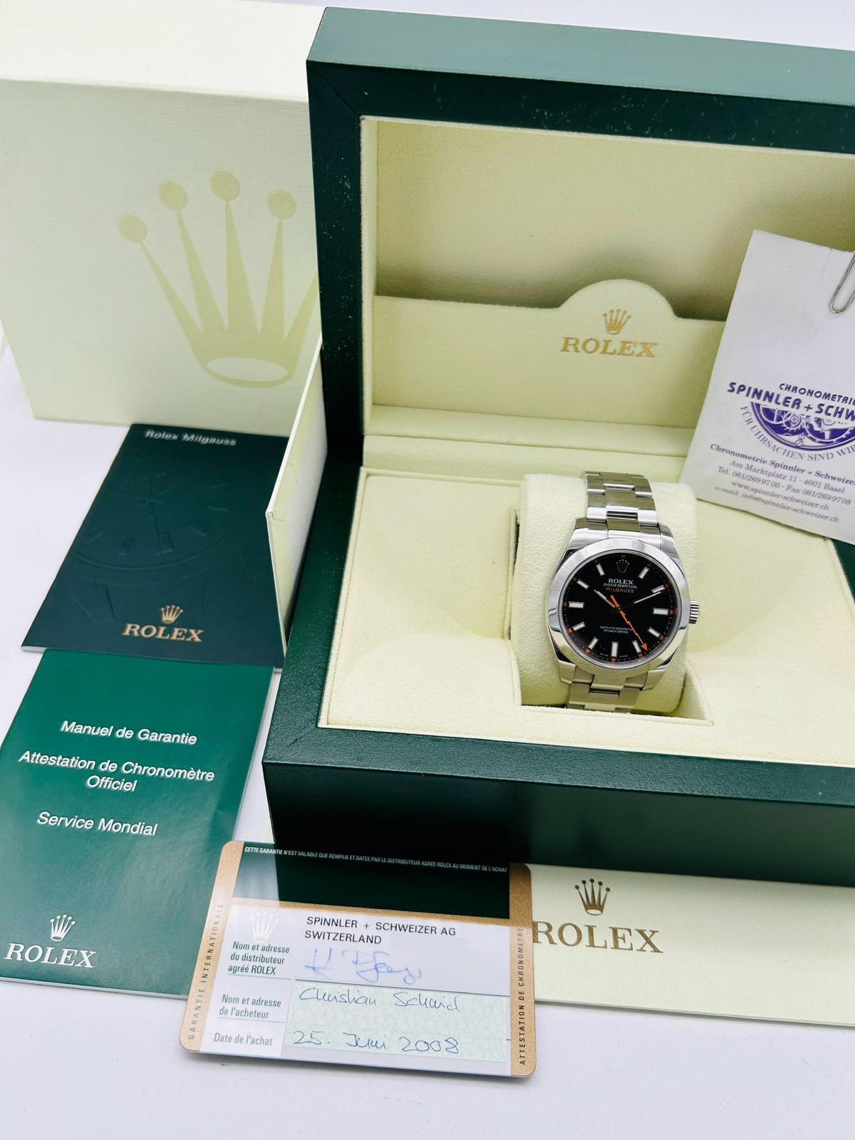 Rolex Milgauss 40mm Automatik Herrenuhr 116400 Box + og. Papiere