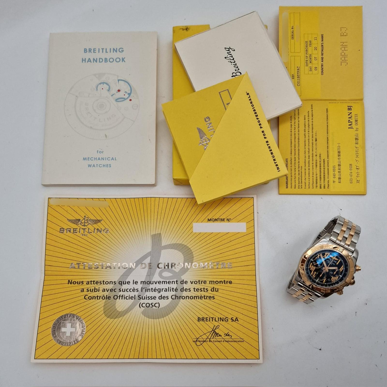 Breitling Chronomat 44 Stahl/Gold Automatik Herrenuhr CB0110 Original Papiere