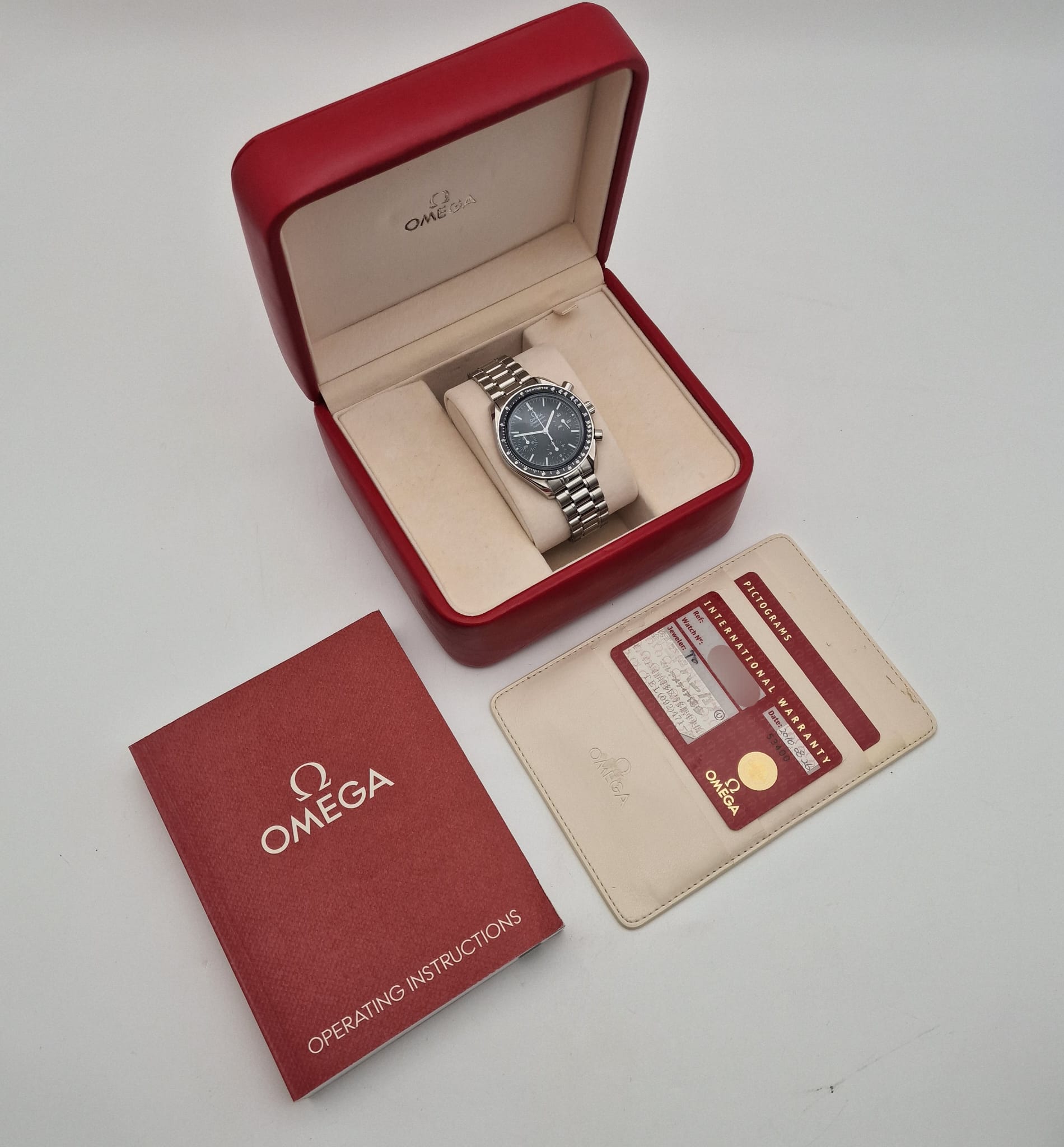 Omega Speedmaster Reduced  39mm Automatik Herrenuhr 35395000 Box + og. Papiere