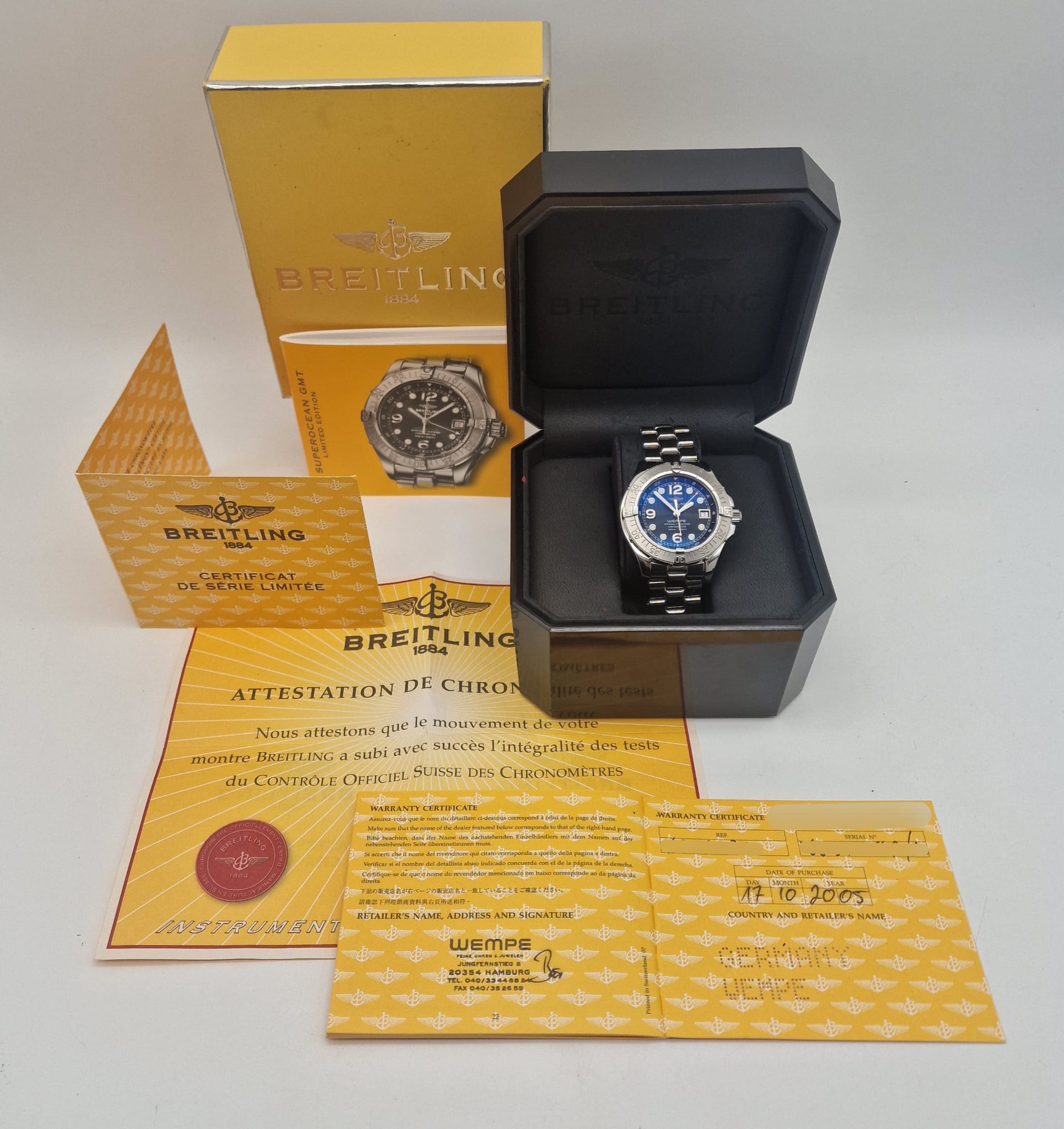 Breitling Superocean Steelfish Wempe Limited A32360 Box + og. Papiere