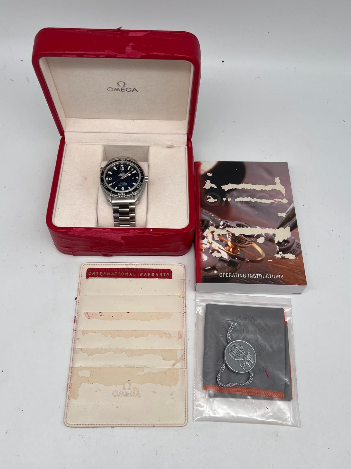 Omega Seamaster Planet Ocean 45mm automatic men's watch 22005000 box + above. papers