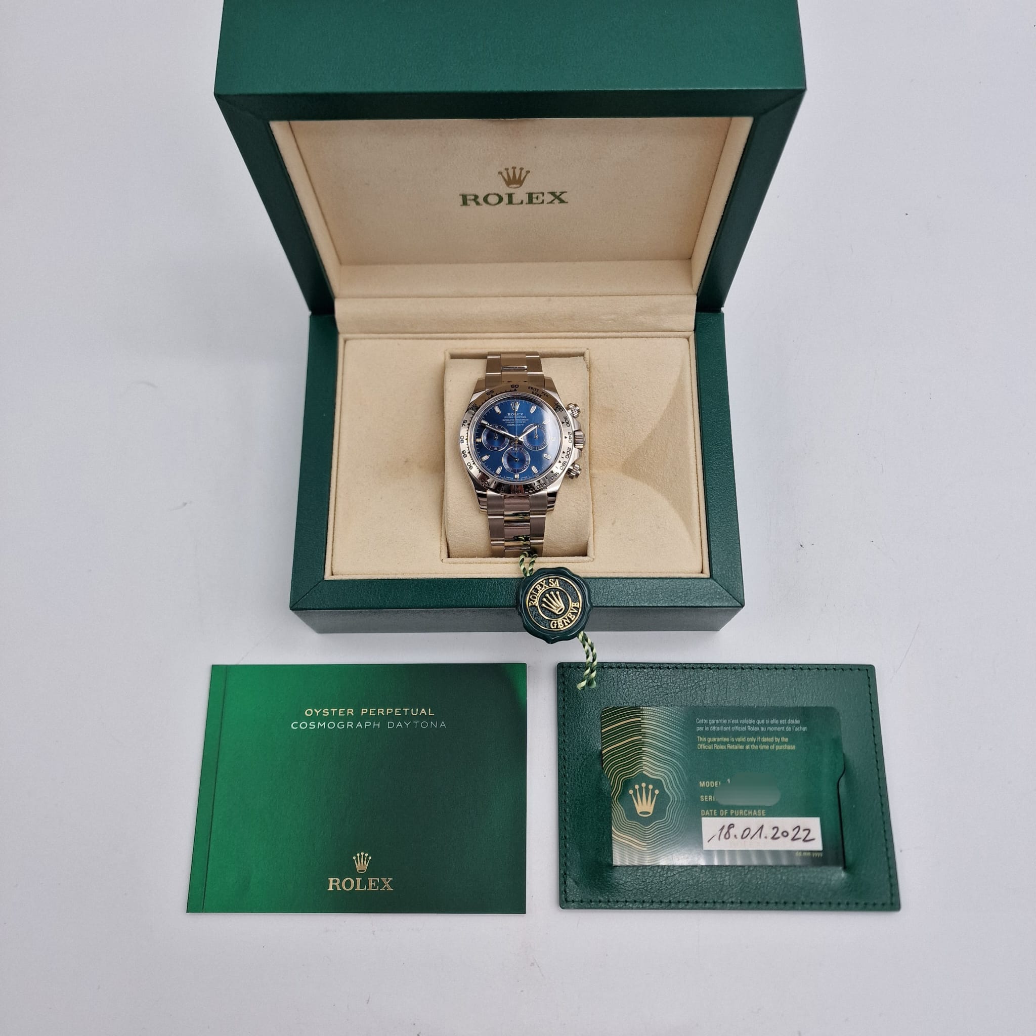 Rolex Oyster Perpetual Daytona Weißgold 40 116509 Box + og. Papiere