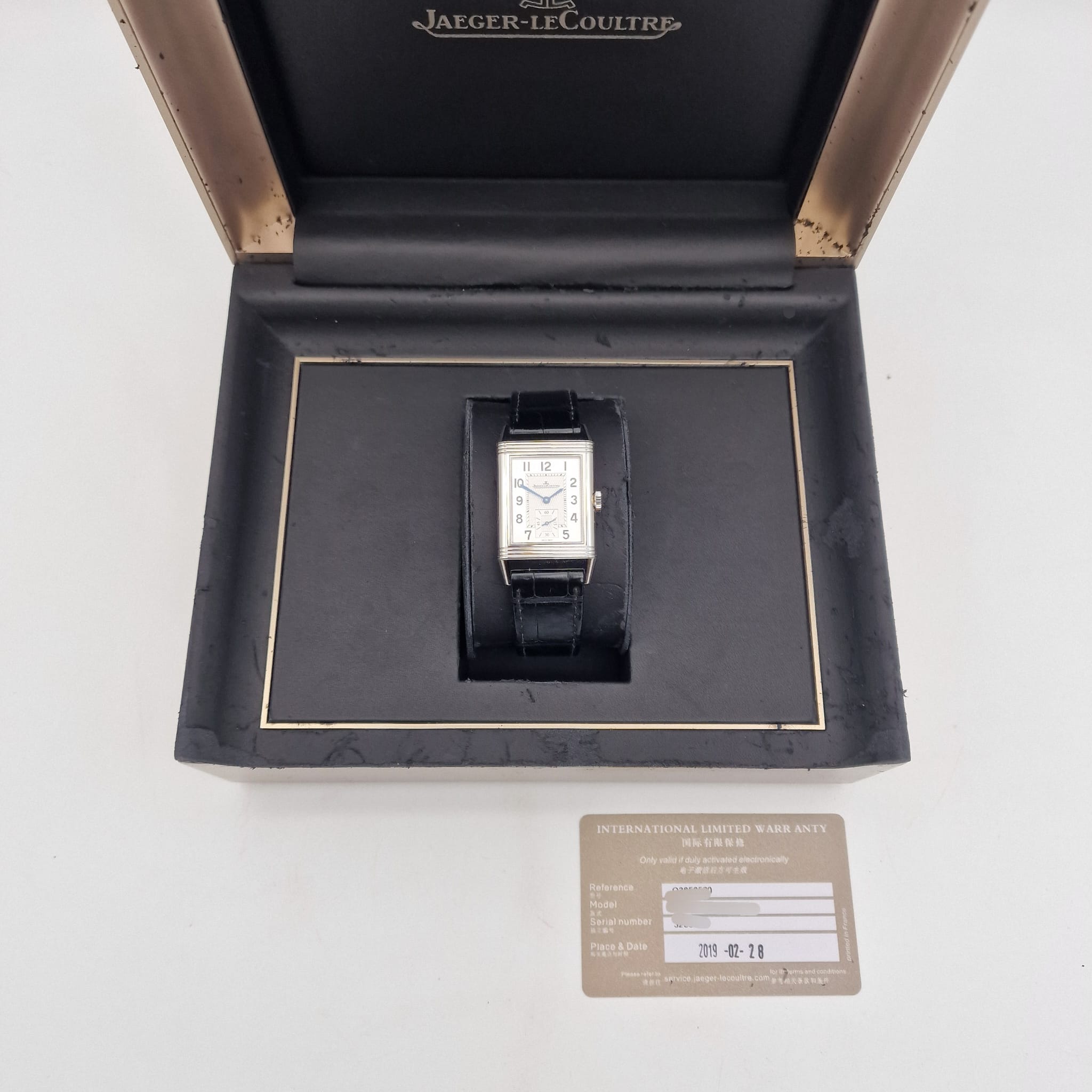 Jaeger-LeCoultre Reverso Classique 27,4mm Handaufzug Herrenuhr Q3858520 Box + og. Papiere