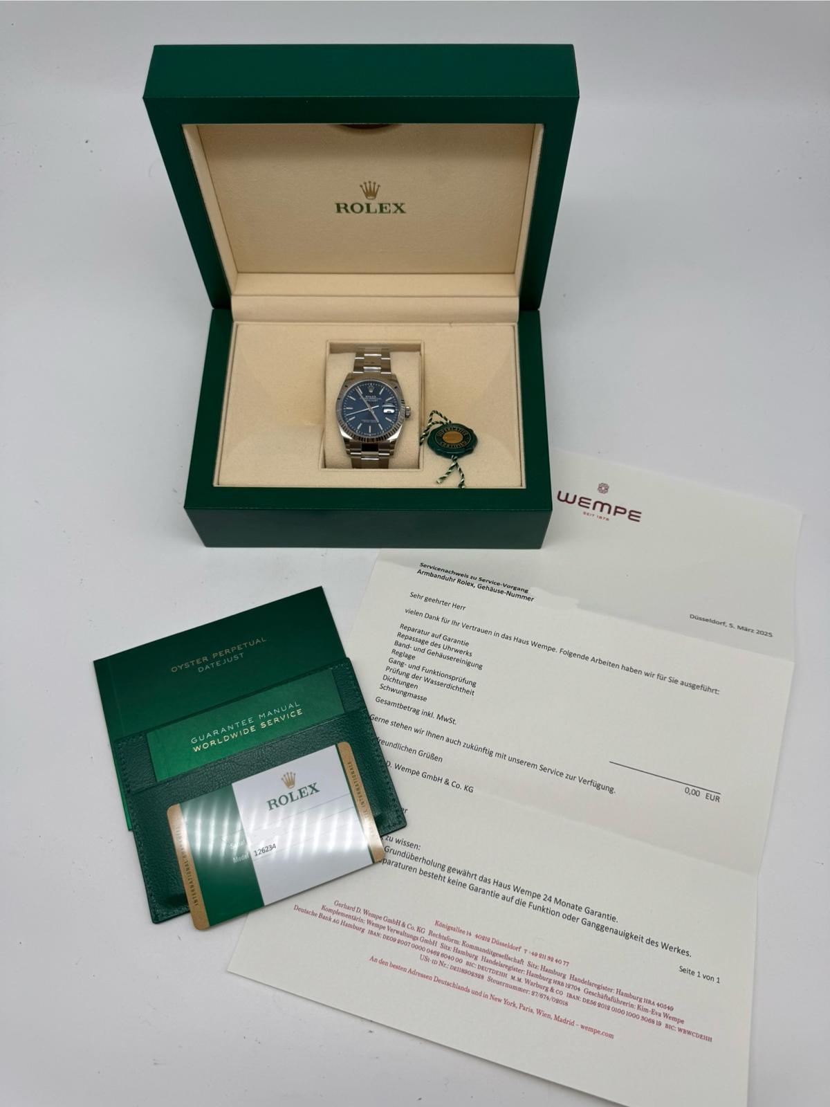 Rolex Oyster Perpetual Datejust 36mm Automatik 126234 Box + og. Papiere