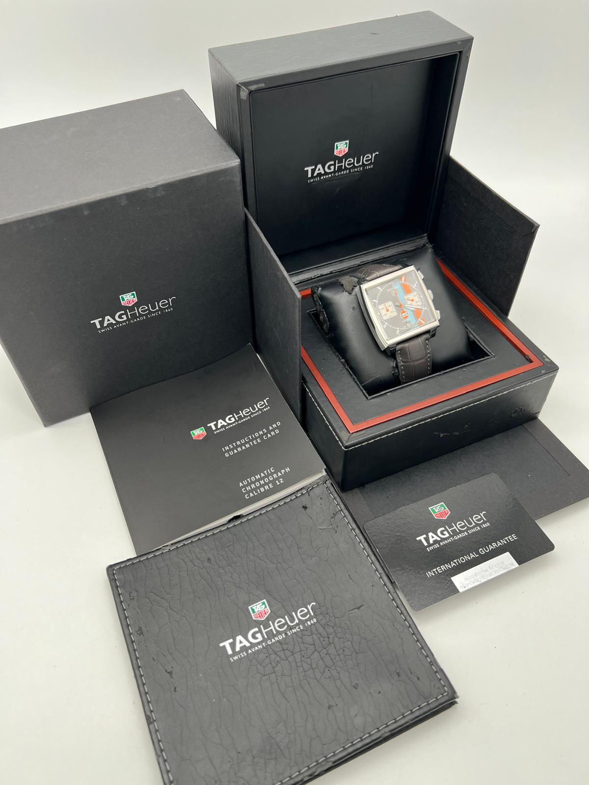 Tag Heuer Monaco Gulf Chronograph Ungetragen NOS CAW2113 Box + og. Papiere