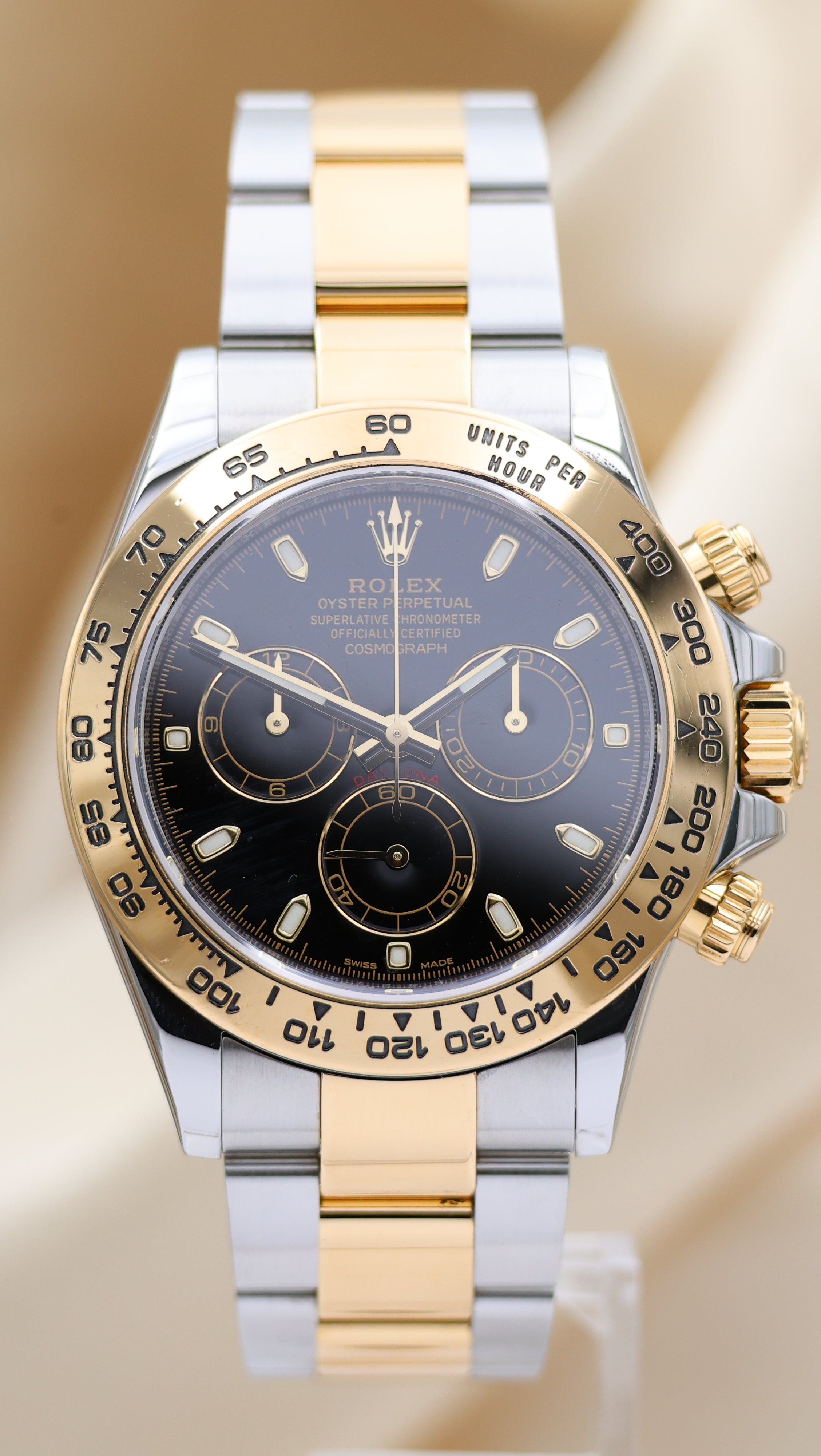 Rolex Daytona Steel/Gold Automatic Black 116503 Box + above papers