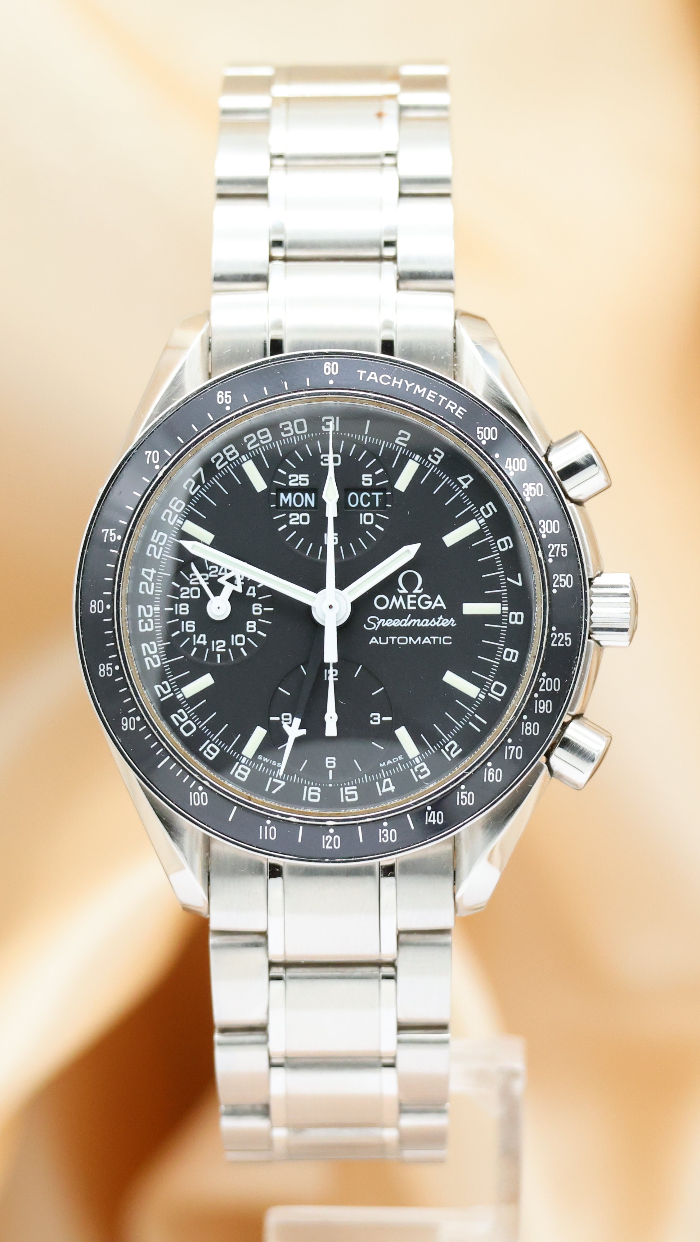 Omega Speedmaster Day Date Automatic 35205000 Box + above. papers