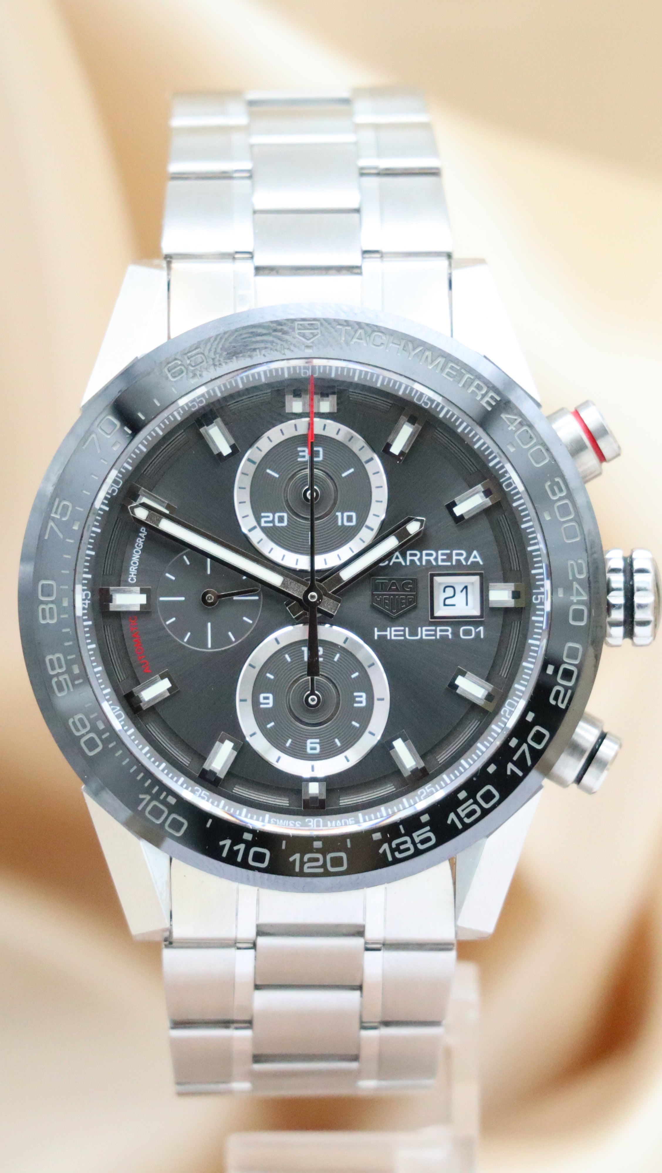 Tag Heuer Carrera Calibre 43mm Automatik Herrenuhr CAR201W Box + og. Papiere