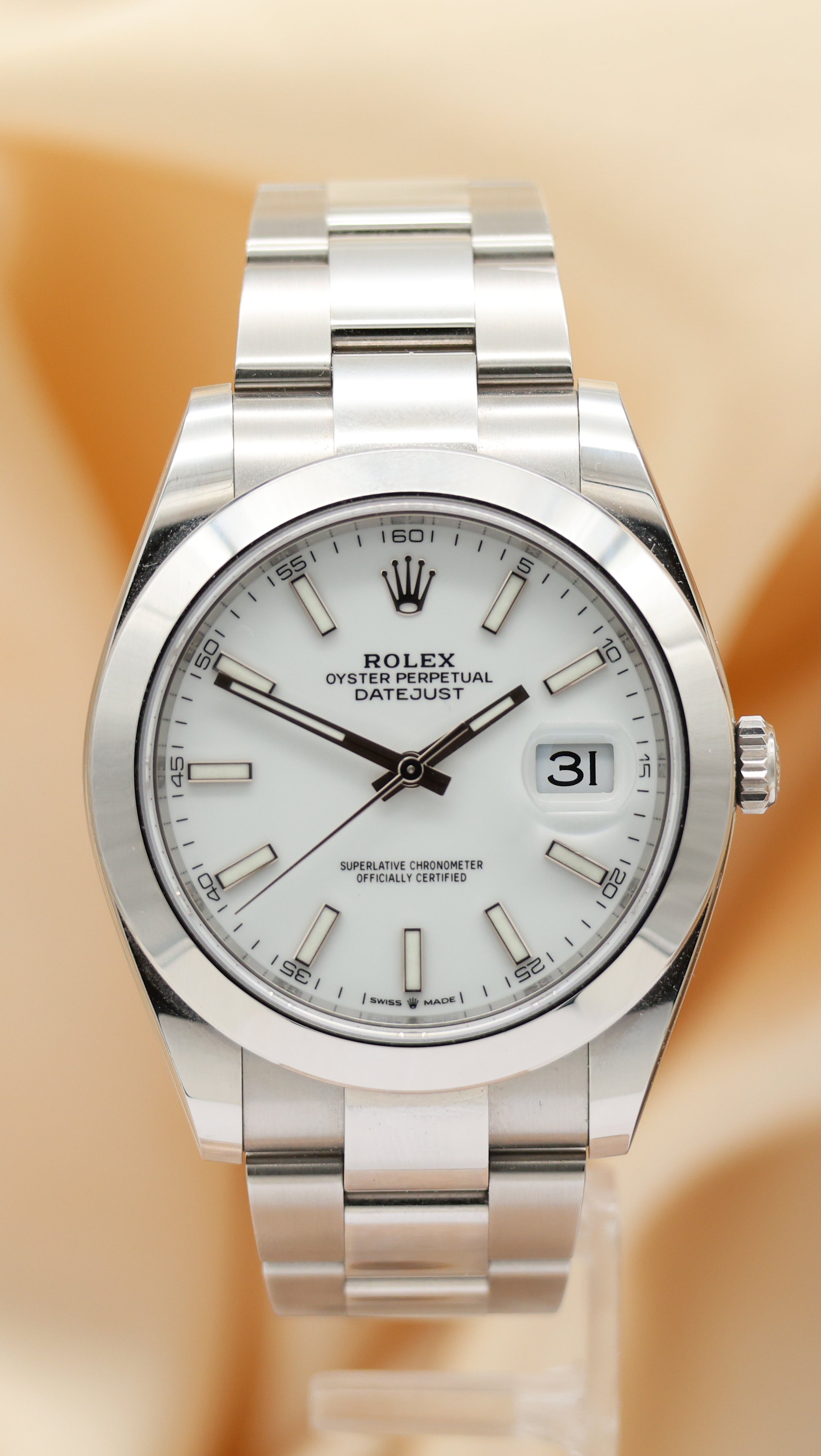 Rolex Datejust 41 Automatik Herrenuhr Weiß  126300 Box + og. Papiere