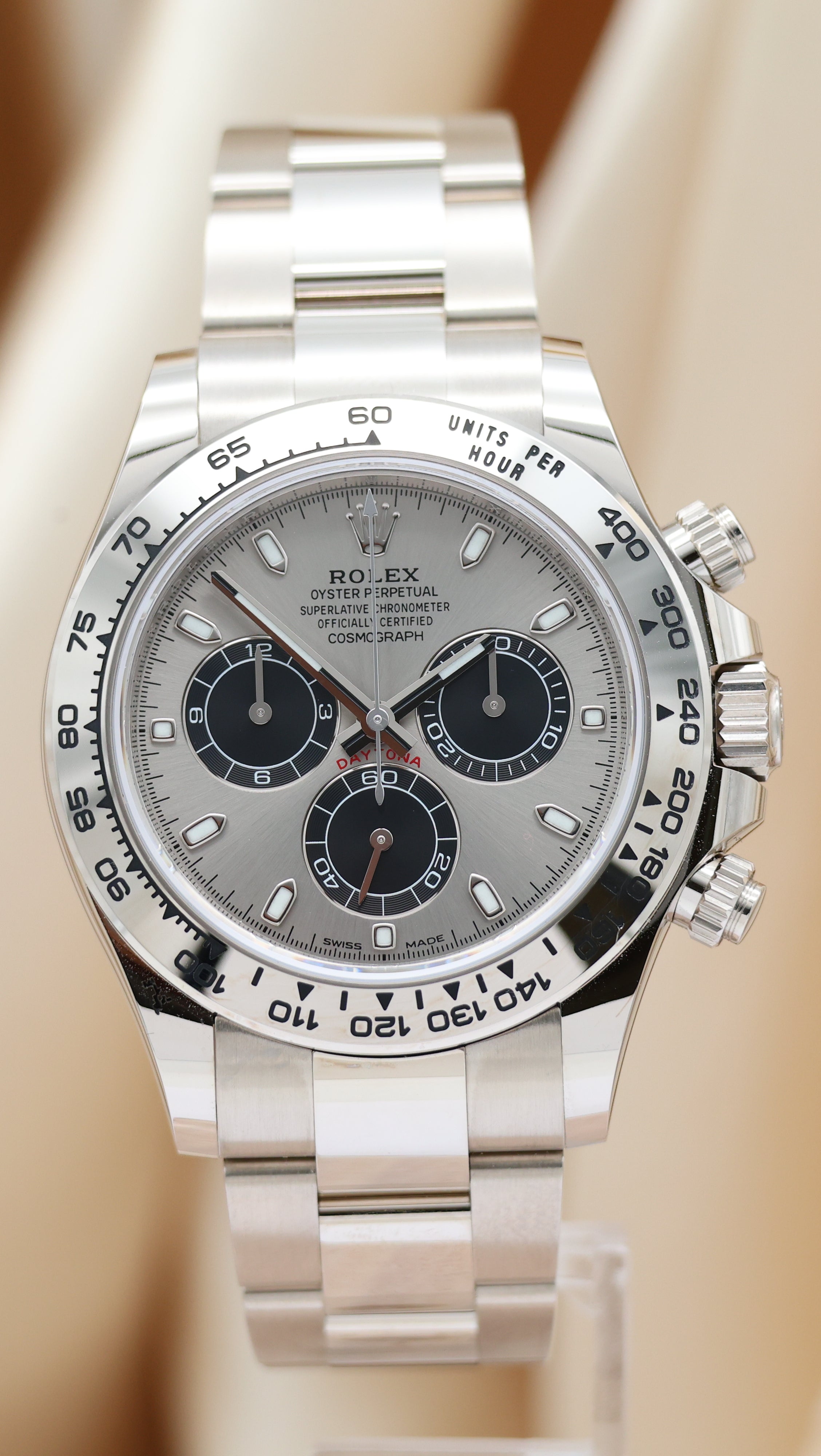 Rolex Oyster Perpetual Daytona Weißgold 40mm Erstkauf Deutsch LC100 116509 Box + og. Papiere