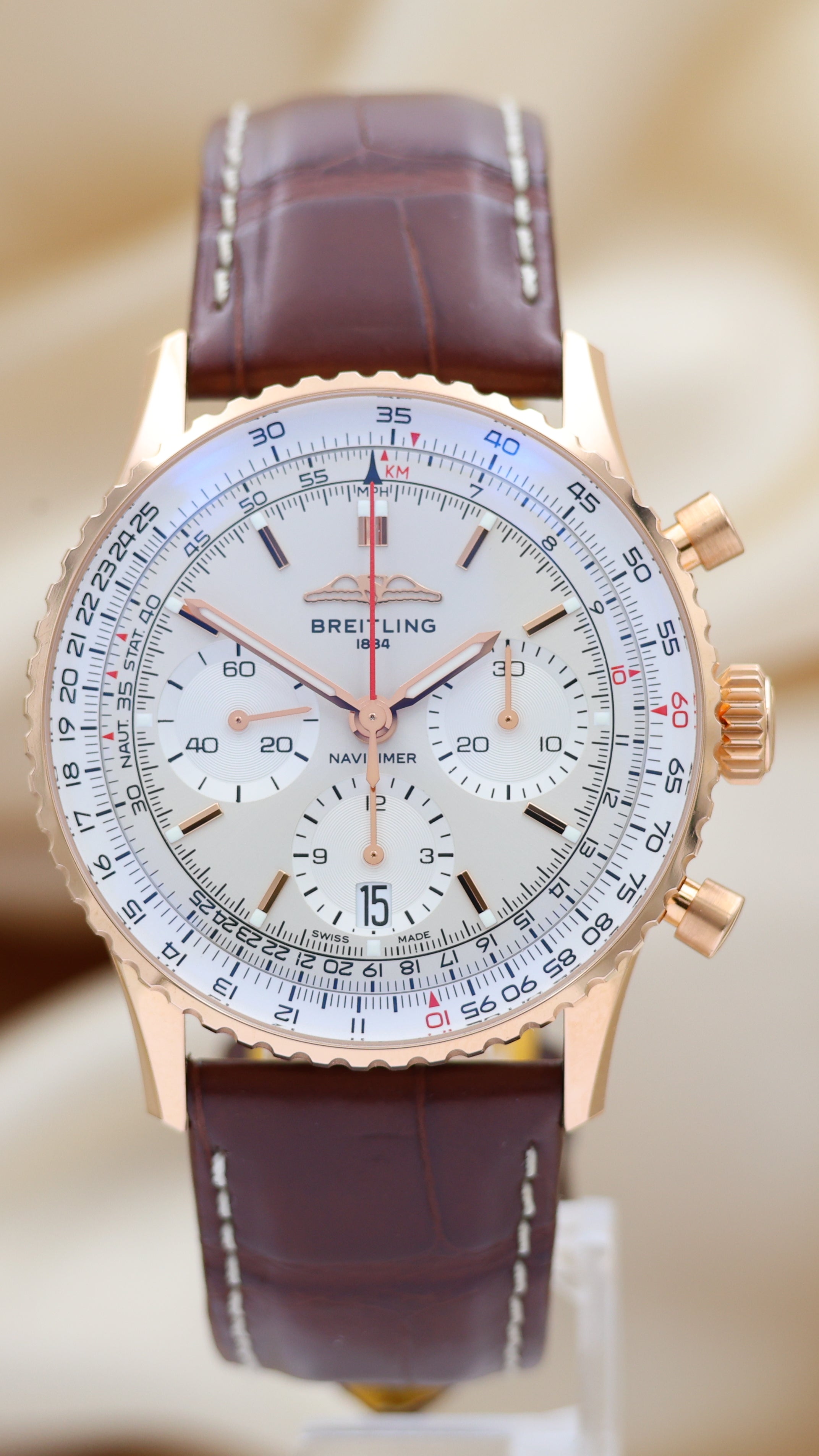 Breitling Navitimer 1 B01 Chronograph Roségold Automatik  RB0139 Box + og. Papiere