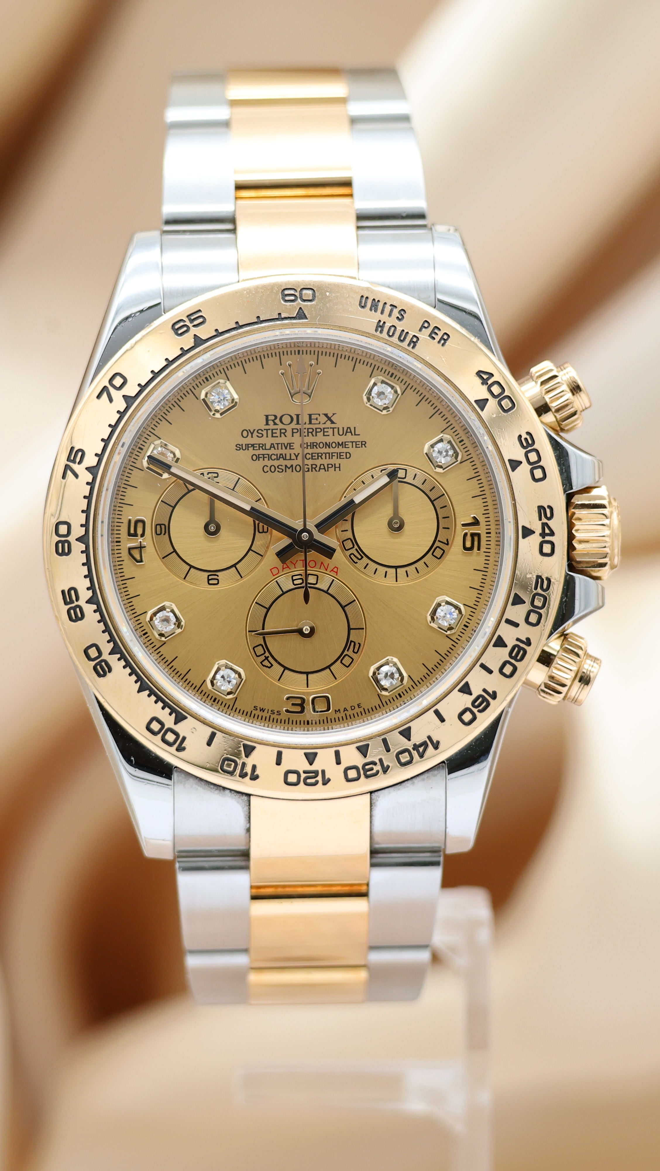 Rolex Daytona Stahl/Gold Diamond Dial 116503 Box + og. Papiere