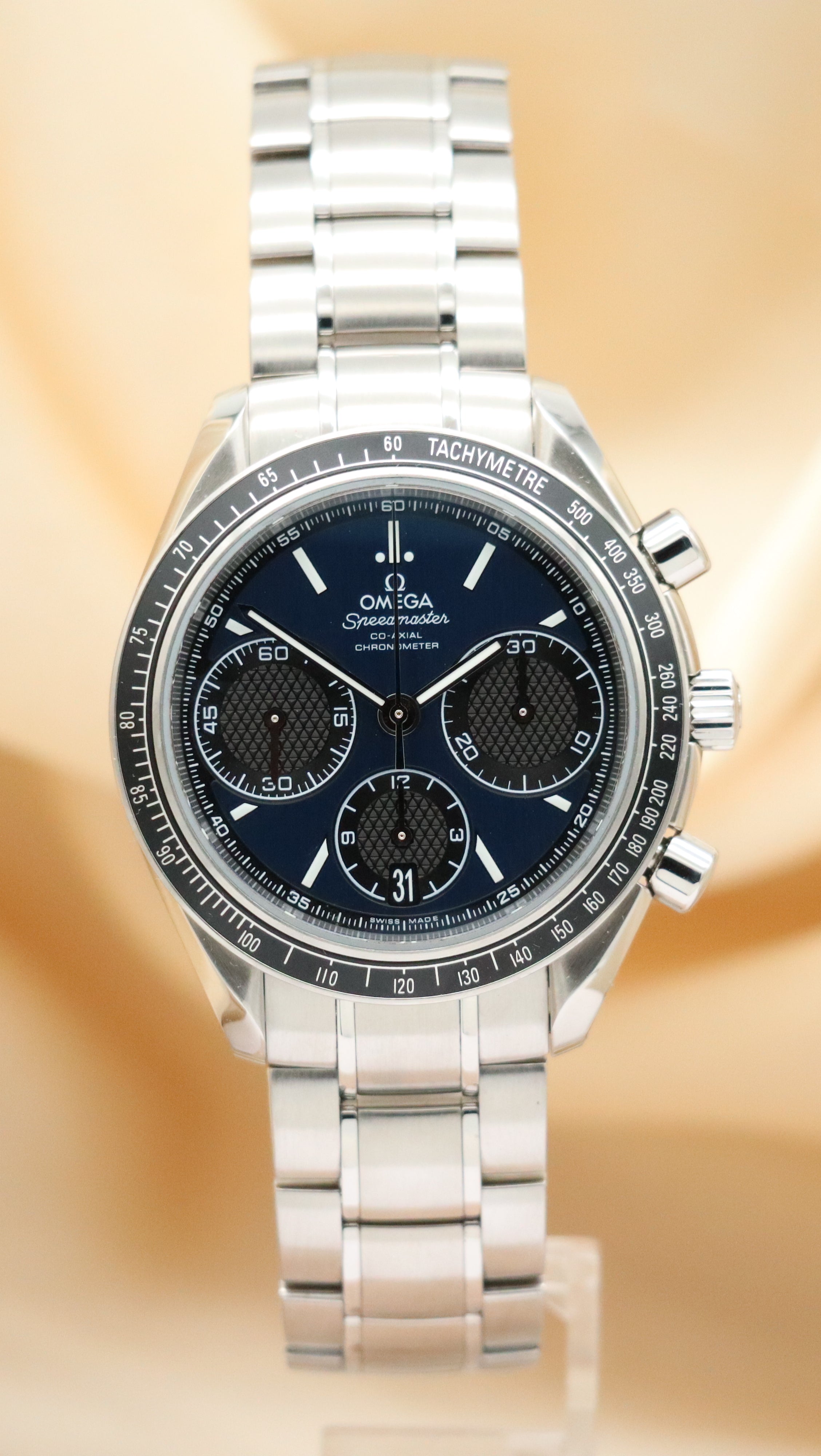 Omega Speedmaster Racing Automatik Herrenuhr Blau  32630405003001 Box + og. Papiere