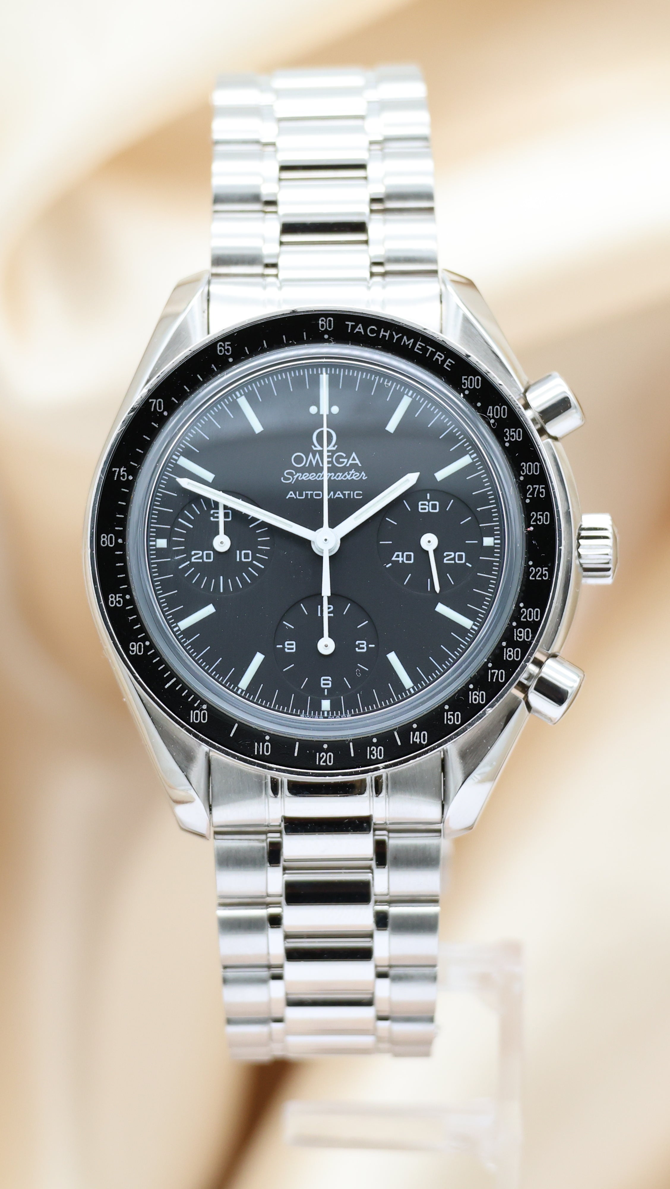 Omega Speedmaster Reduced  39mm Automatik Herrenuhr 35395000 Box + og. Papiere