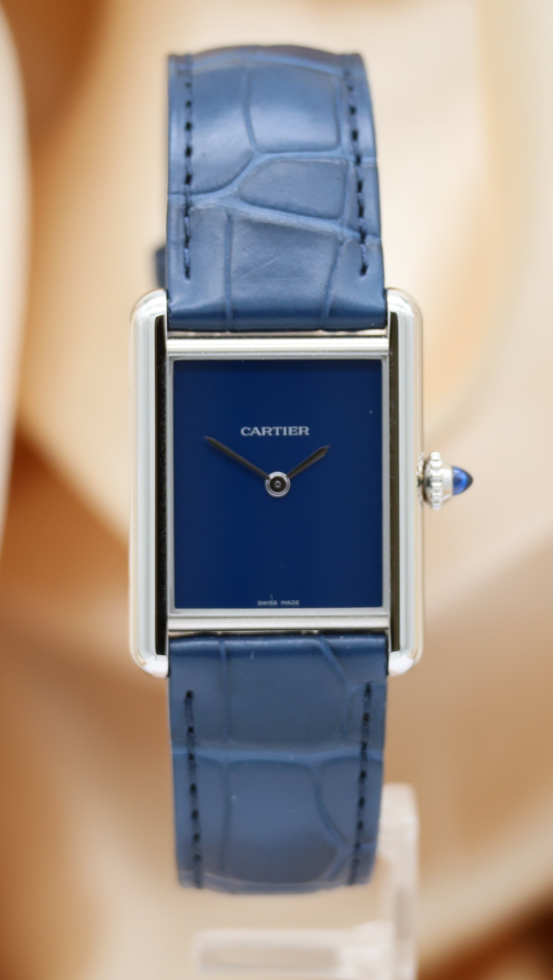 Cartier Tank Must de Cartier Blue Quarz WSTA0055 Box + og. Papiere