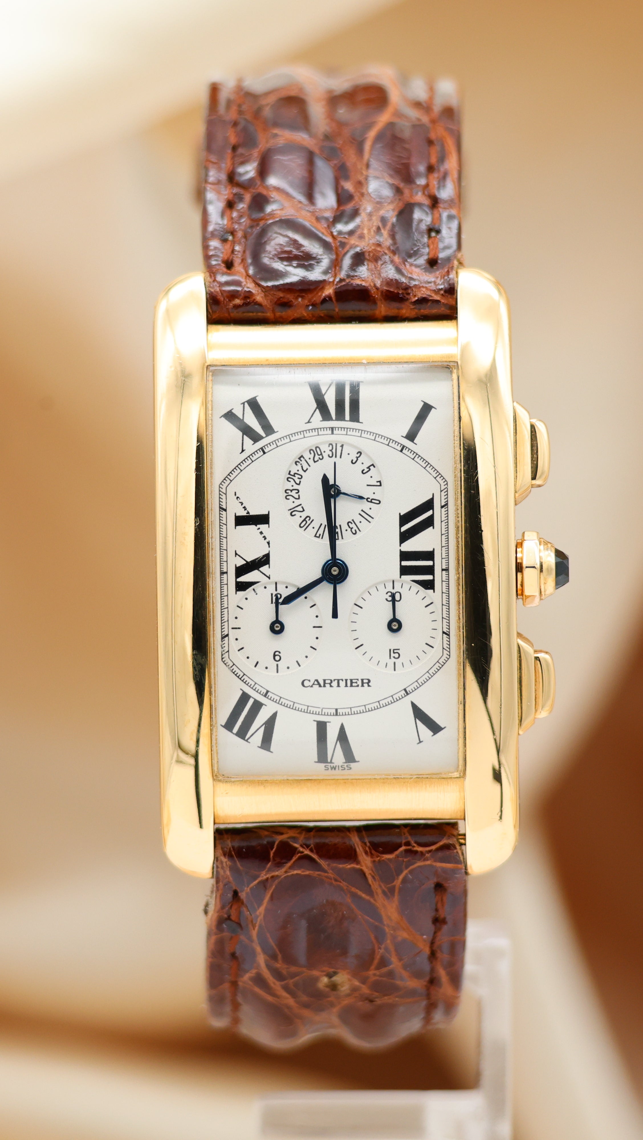 Cartier Tank Americaine Chronograph 26x45mm Quarz Herrenuhr 1730