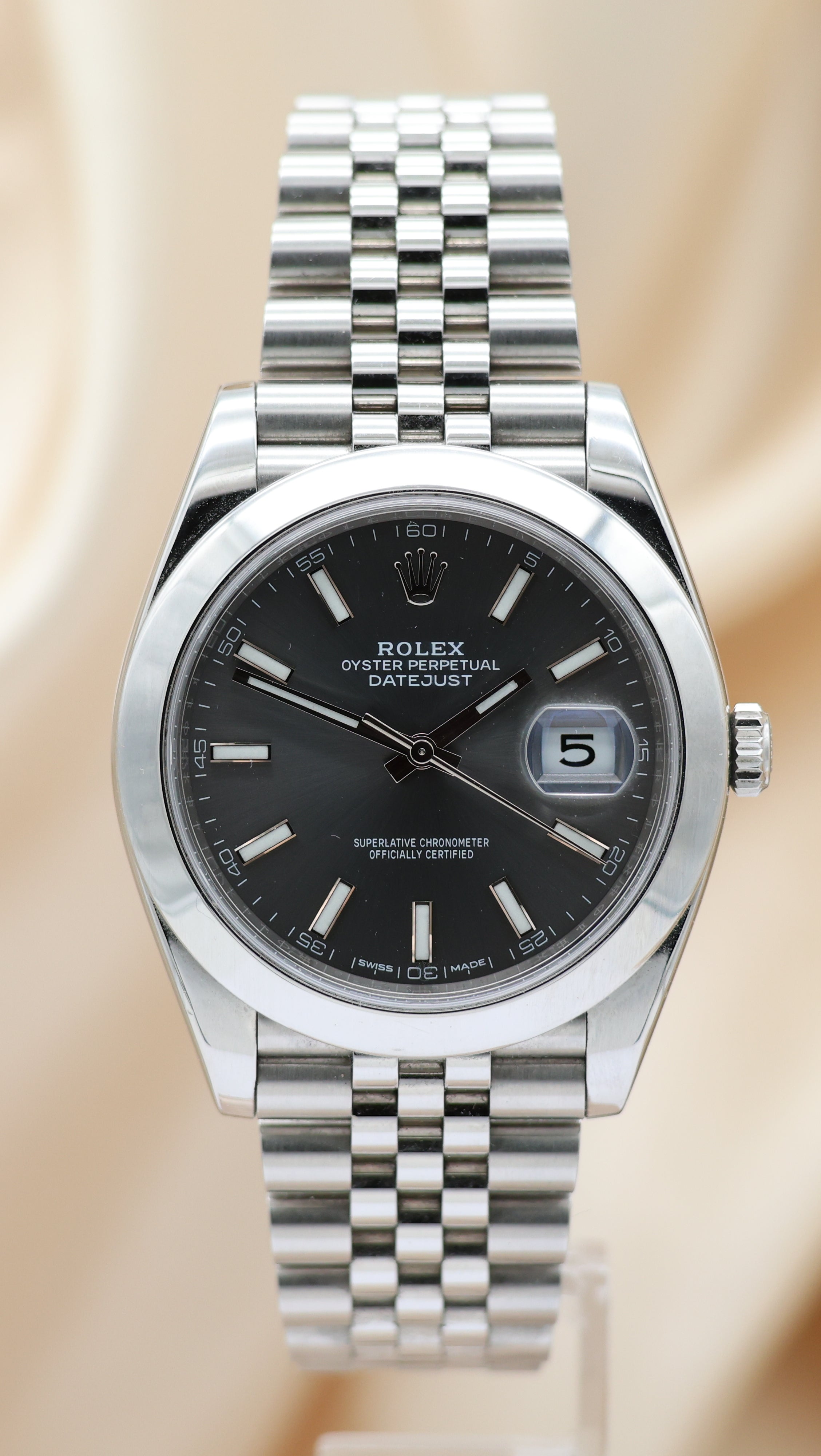 Rolex Datejust 41 Automatik Herrenuhr Grau 126300 Box + og. Papiere