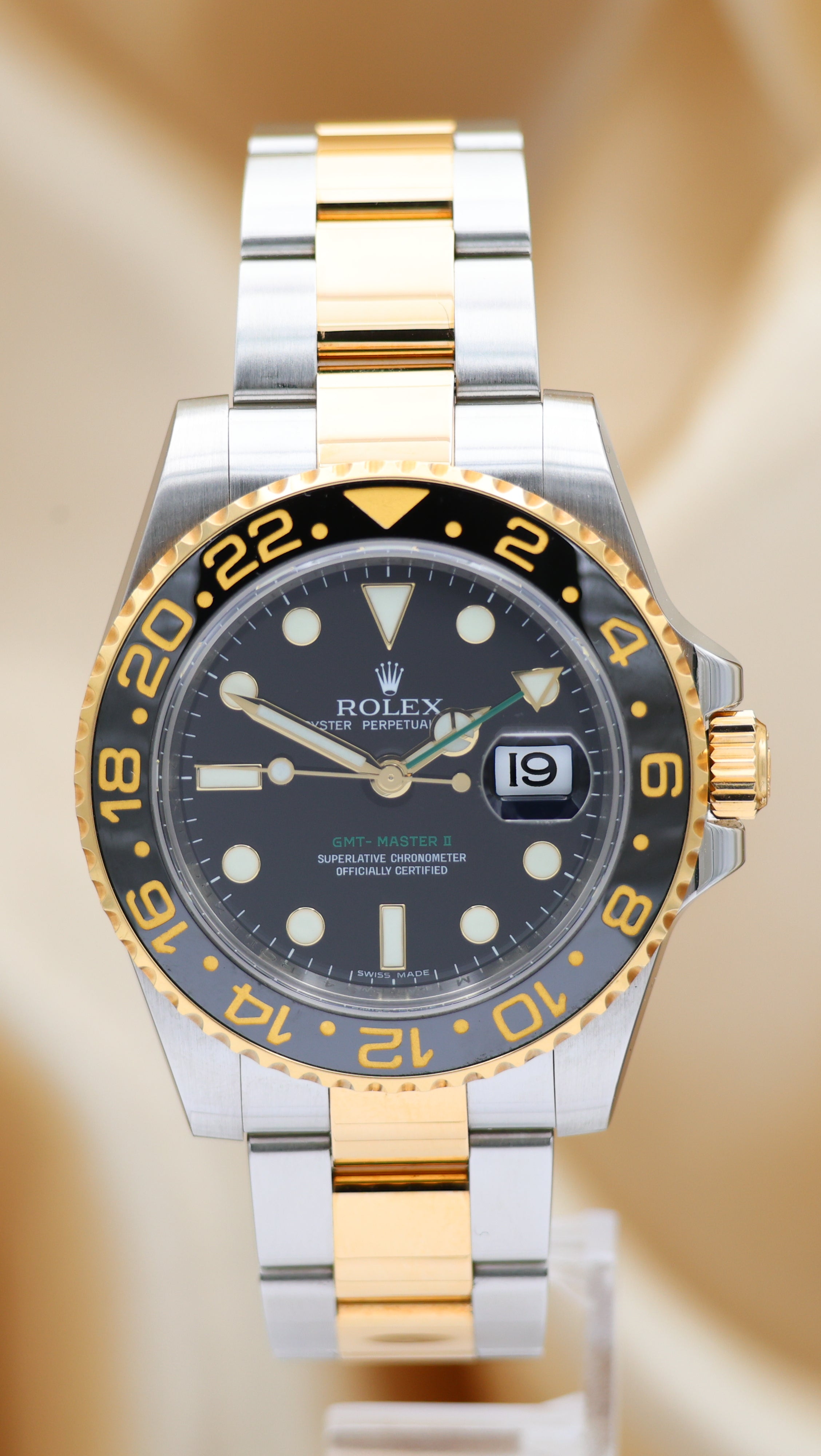 Rolex GMT-Master II Stahl/Gold 40mm Herrenuhr 116713LN Box + og. Papiere